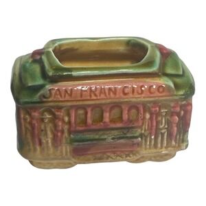 San Francisco Trolley Car Toothpick Holder Multi Color Vtg SNCO Imports Japan